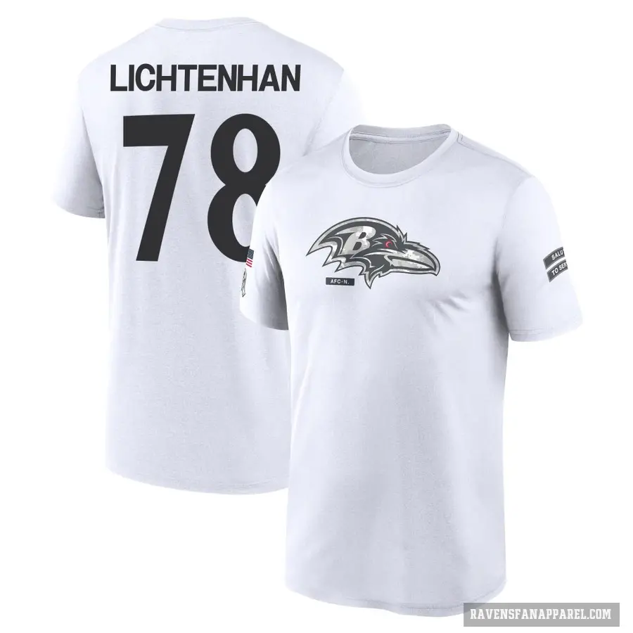 Youth ＃78 Gerad Lichtenhan Baltimore Ravens White 2024 Salute to Service Performance T-Shirt