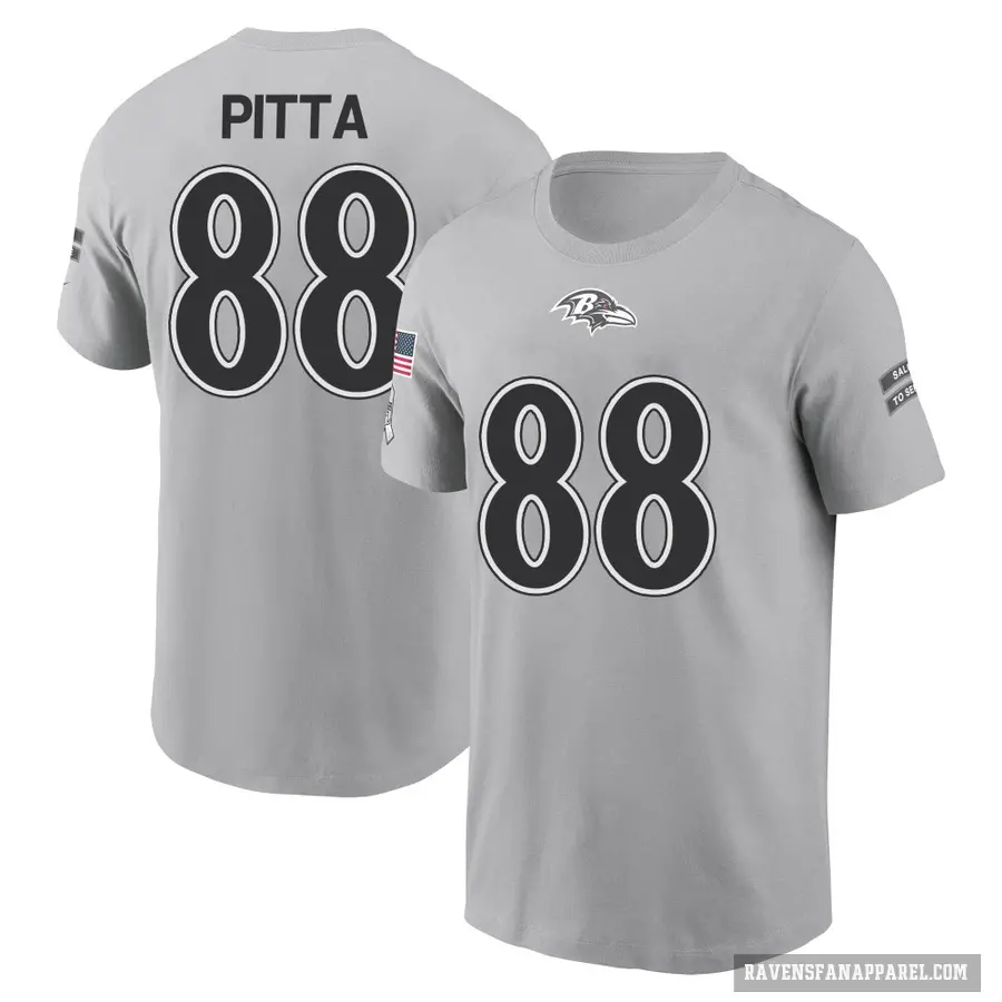Youth ＃88 Dennis Pitta Baltimore Ravens Gray 2024 Salute to Service T-Shirt