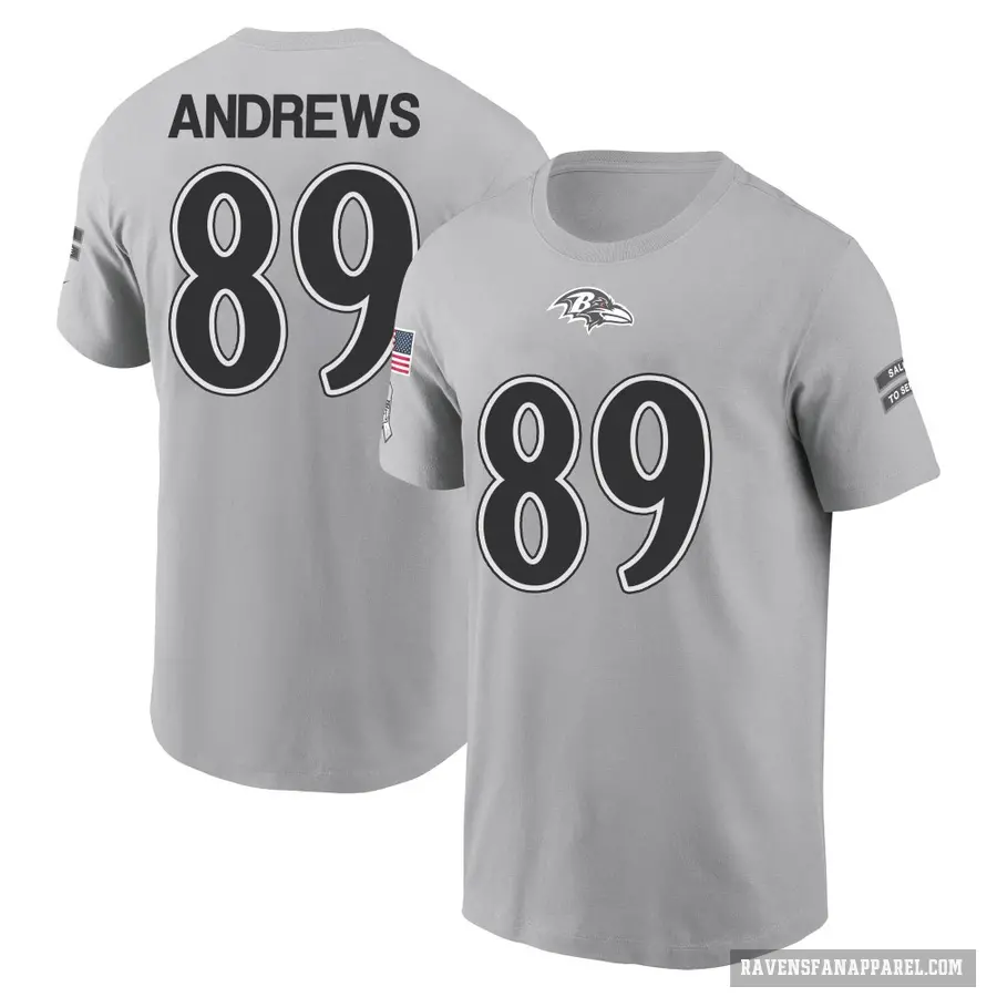 Youth ＃89 Mark Andrews Baltimore Ravens Gray 2024 Salute to Service T-Shirt