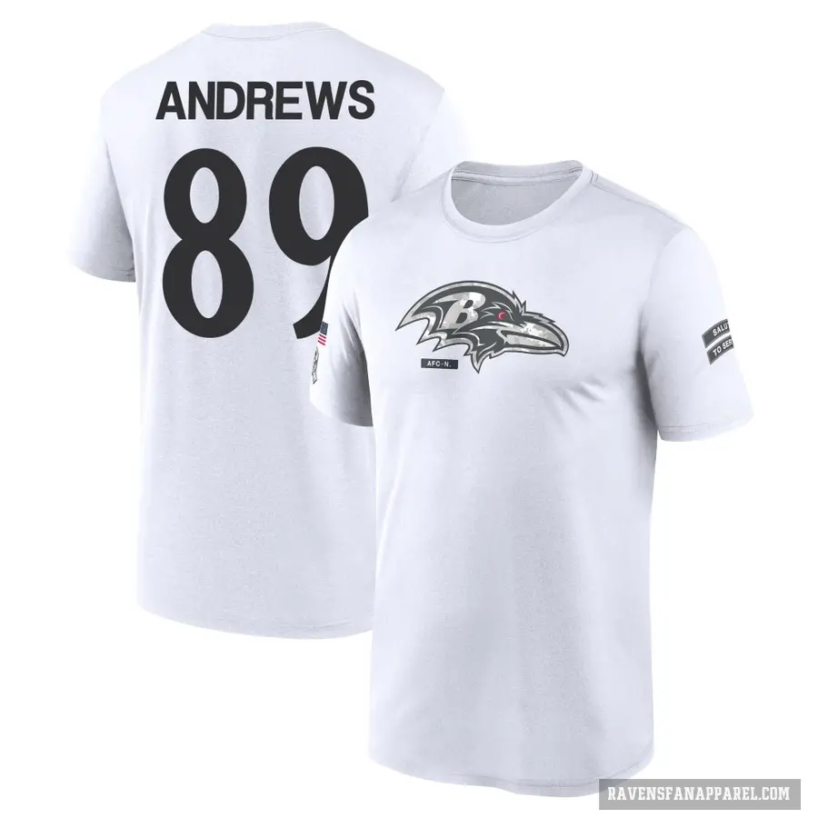 Youth ＃89 Mark Andrews Baltimore Ravens White 2024 Salute to Service Performance T-Shirt
