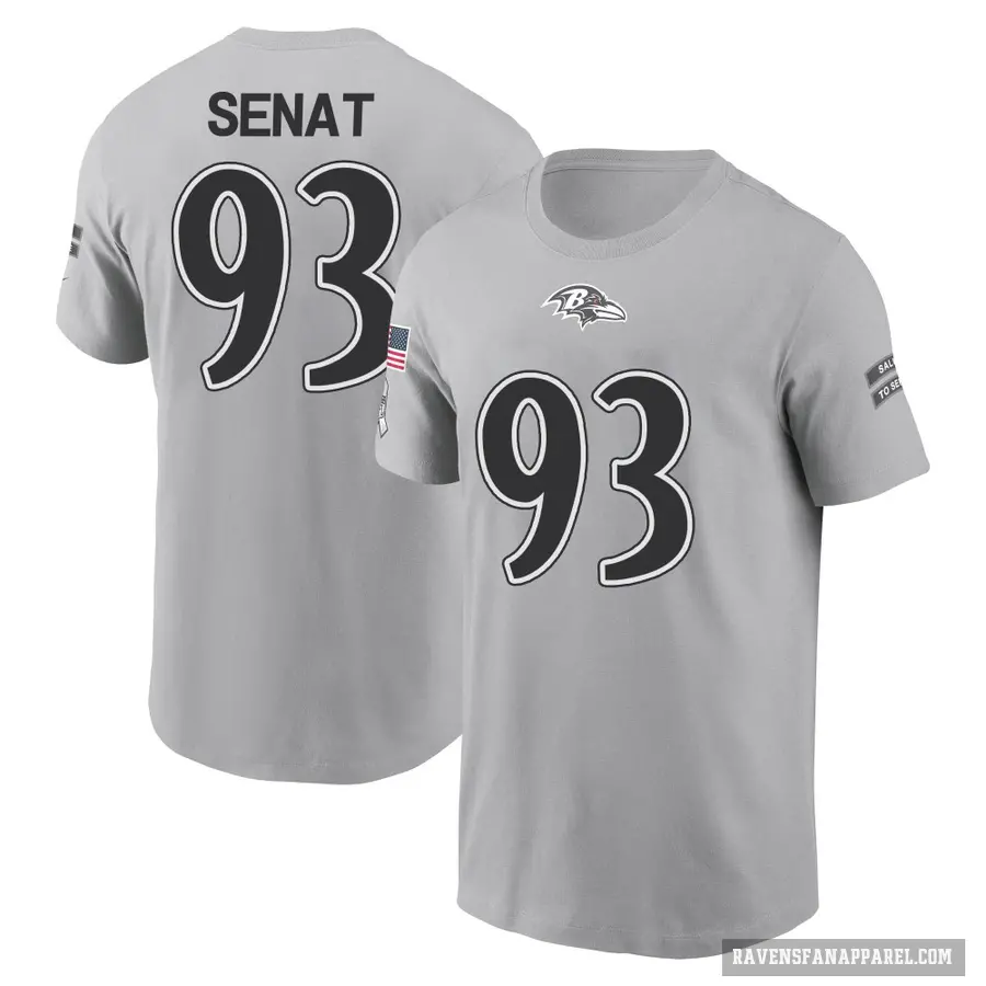 Youth ＃93 Deadrin Senat Baltimore Ravens Gray 2024 Salute to Service T-Shirt