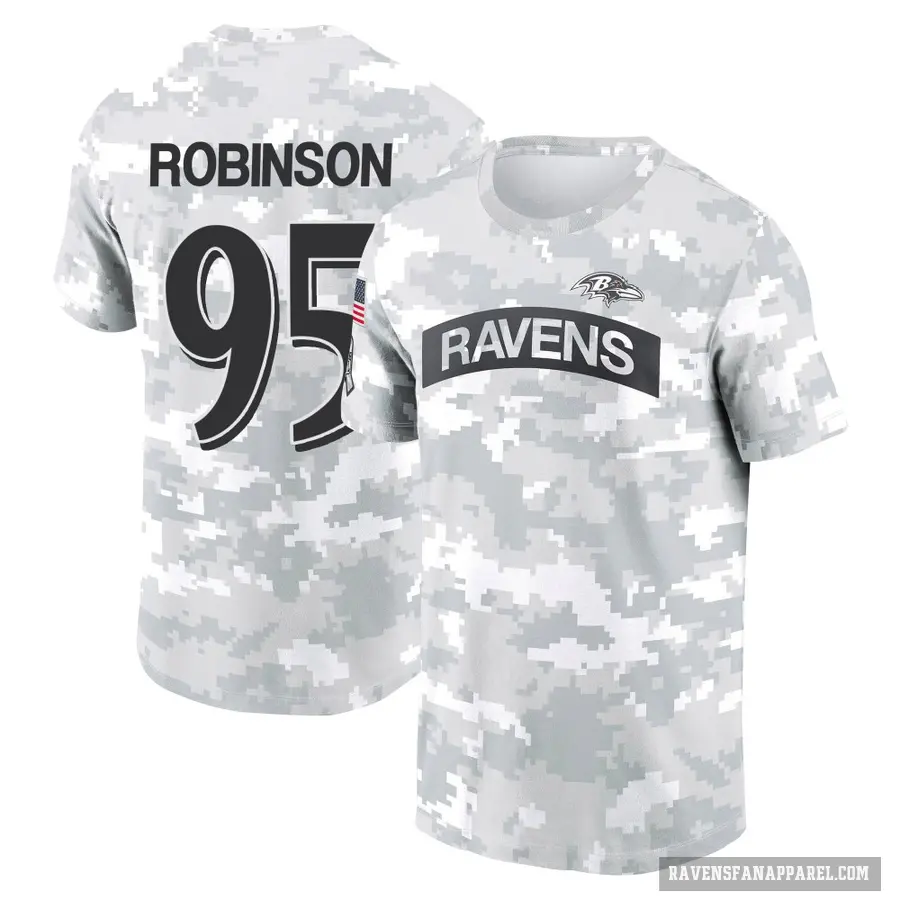 Youth ＃95 Tavius Robinson Baltimore Ravens Camo Arctic 2024 Salute to Service Performance T-Shirt
